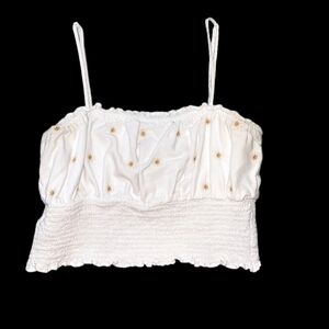 American Eagle Daisy Smocked Cropped Top Small